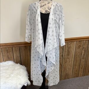 Lularoe - White Sheer Kimono with Star Pattern